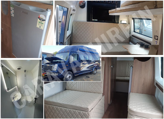 6 seater all sleeping luxury caravan with toilet washroom kitchen sunroof on rent in delhi